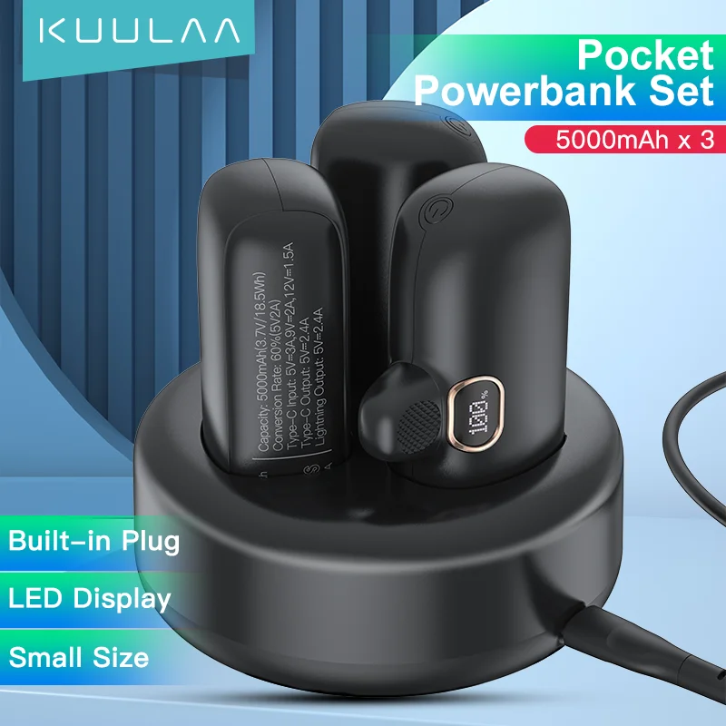 

KUULAA 3 шт. мини-Power Bank 5000 мАч портативный PowerBank QC PD быстрая зарядка для iPhone 14 13 pro Samsung Batterie Externe зарядное устройство