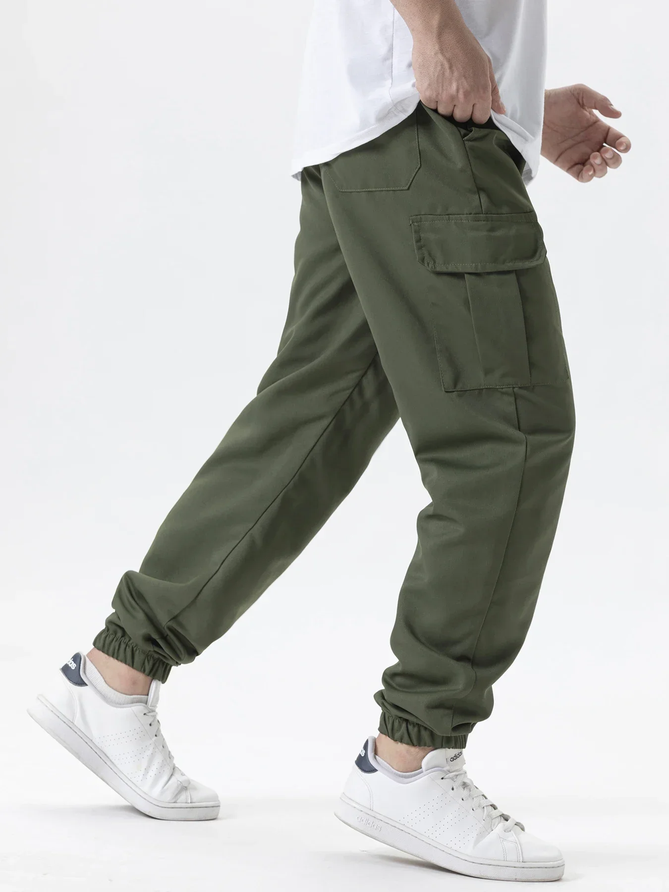 Lässige Cargo-Jogginghose für Herren, Frühling/Herbst, S-2XL, Taillen-Kordelzug, Jogger, Wandern, taktische Hose für Herren mit Taschen – Detail 8