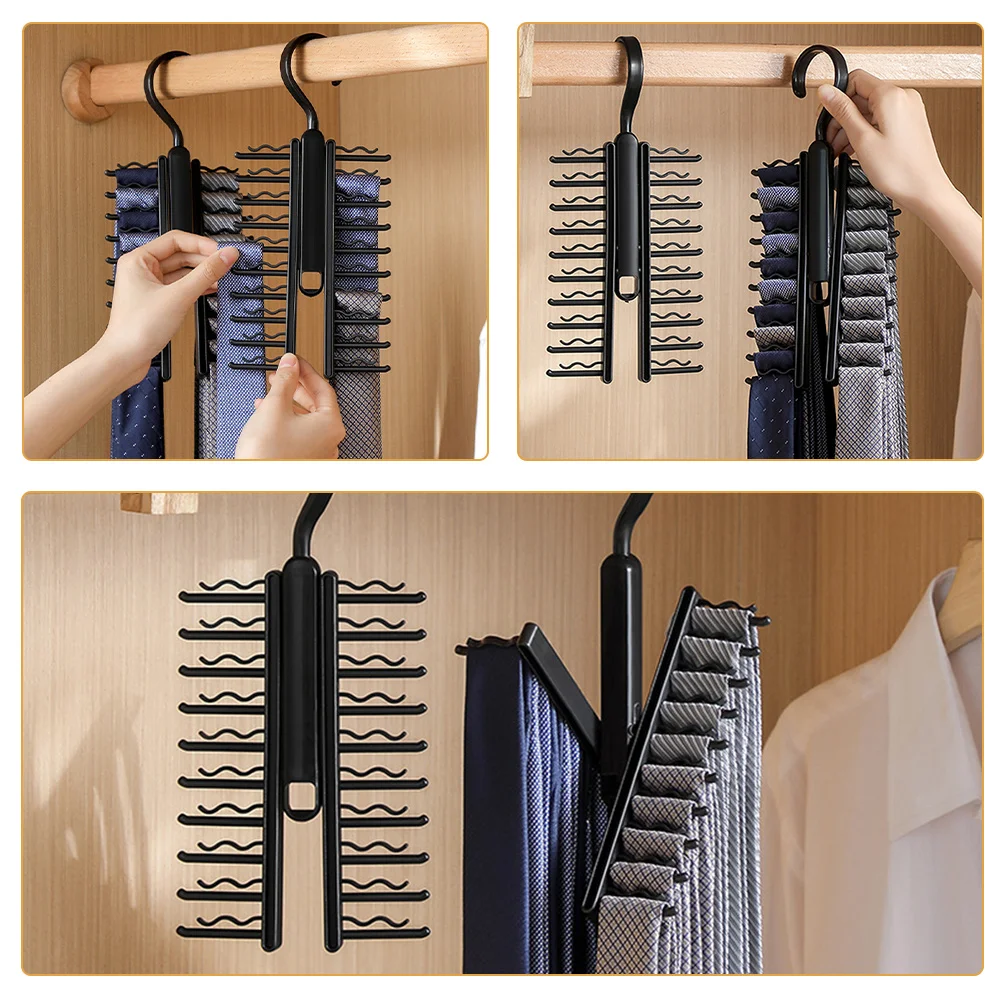 

2Pcs Tie Organizer Belt Hanger Scarf Rack Closet Storage Organizer Space Saving Multi- Hanger Clear Storage Cubes