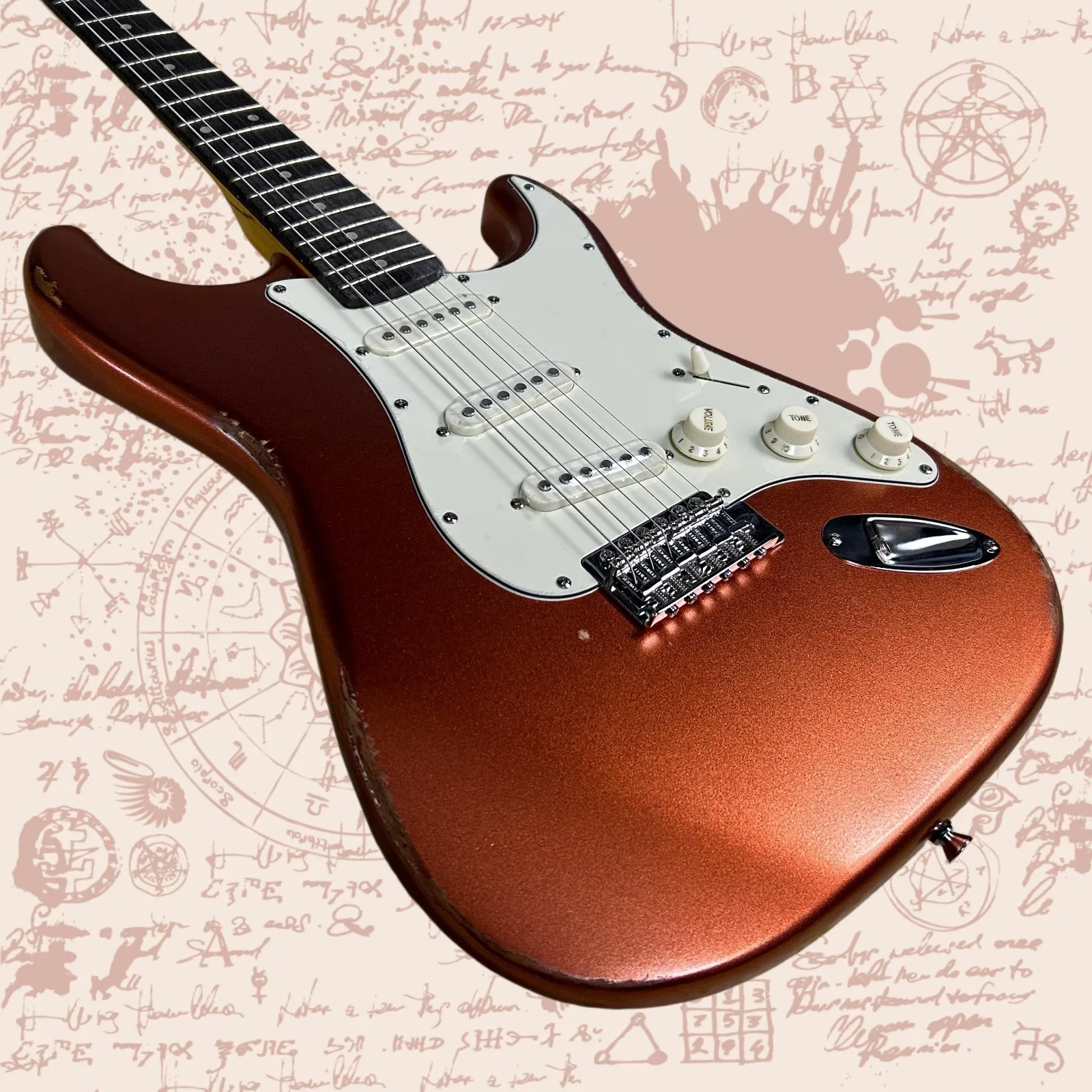 Hot high quality Aged  Guitar Body Metallic Orange Color Rosewood Fretboard guitar