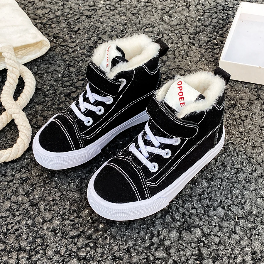 1271 Solid color children's cotton shoes with soft soles, warm children's thick cotton boots, winter girls' shoes, boys' cotton