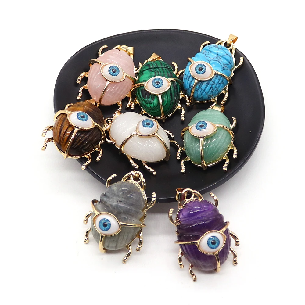 

Niche Insect-Shaped Inlay Necklace Pendant with Exquisitely Carved Rose Quartz Turquoise For Crafting Personalized Jewelry Gift