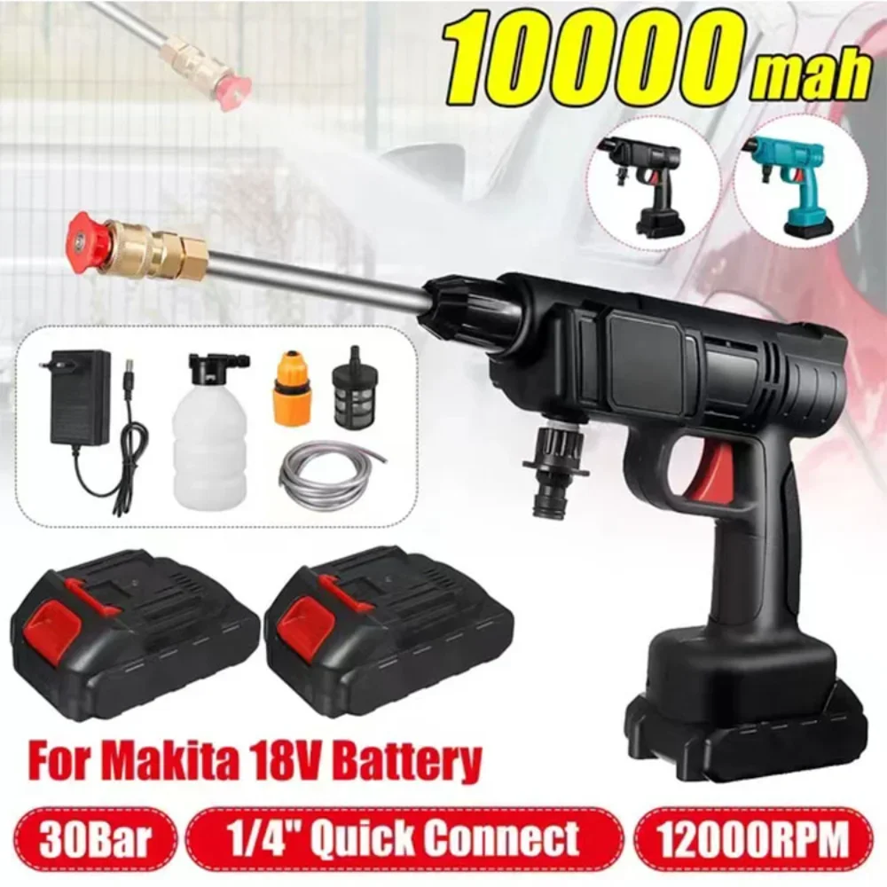 

10000mAh 30Bar Wireless Car Washer High Pressure Car Wash Water Gun Portable Car Washing Machine for 18V Makita Battery