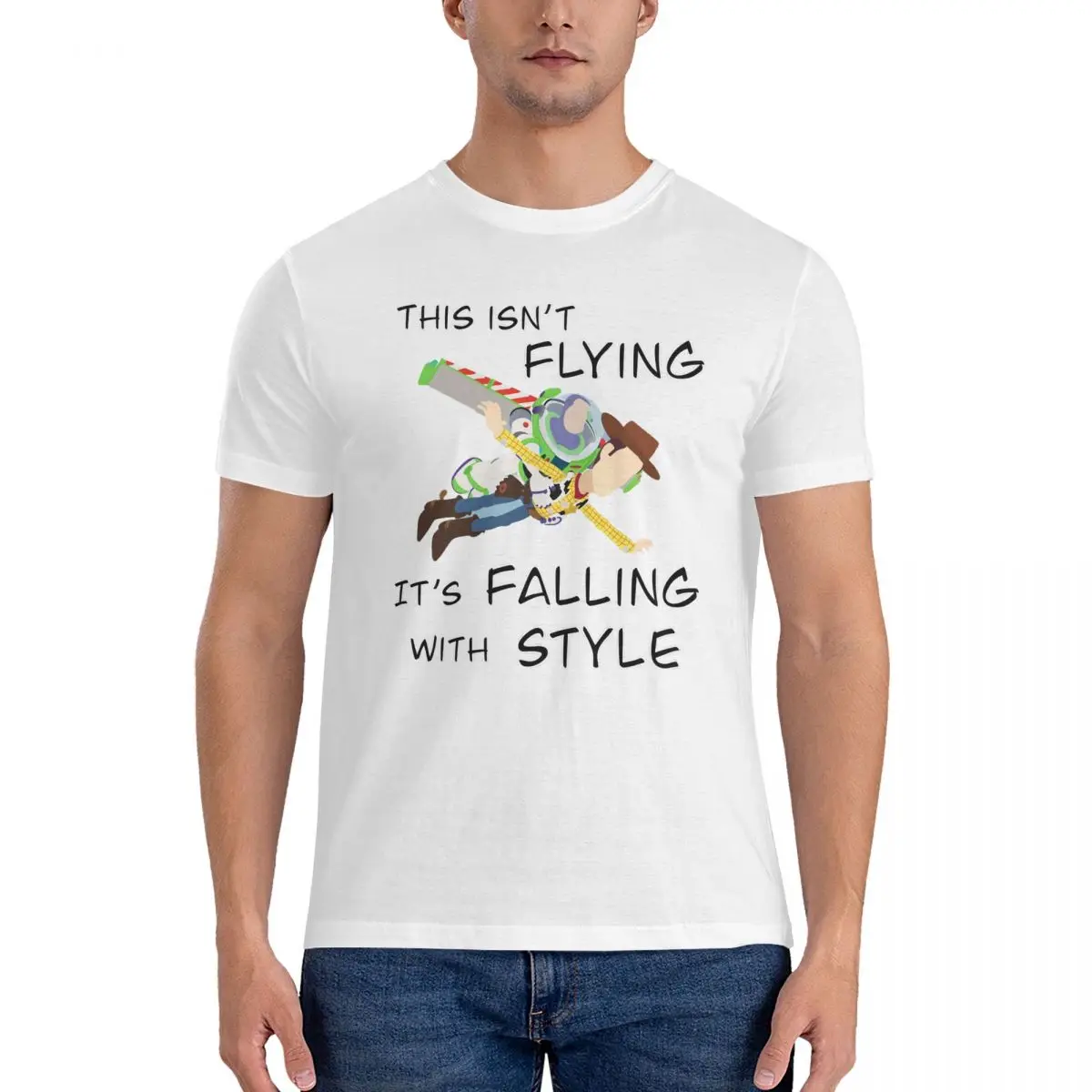 Falling With Style T Shirt Men Pure Cotton Vintage T-Shirt Crew Neck Disney Toy Story Andy Film Tee Shirt Short Sleeve Clothing