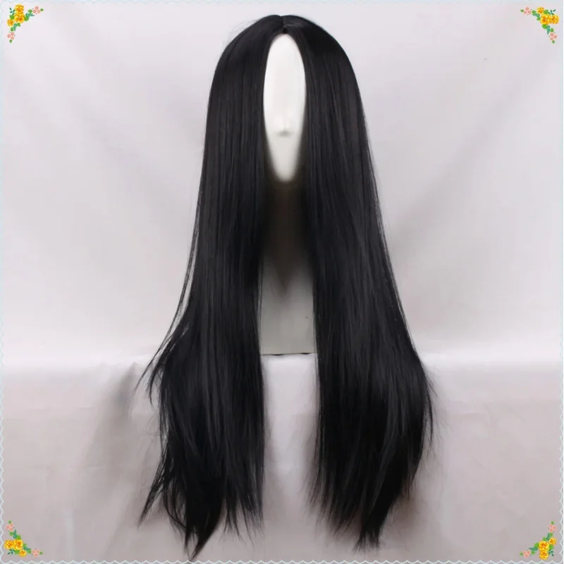 Halloween Women Wednesday Cosplay Wig Morticia Adams Wigs Black Long Straight Middle Part Synthetic Hair Pelucas Costume