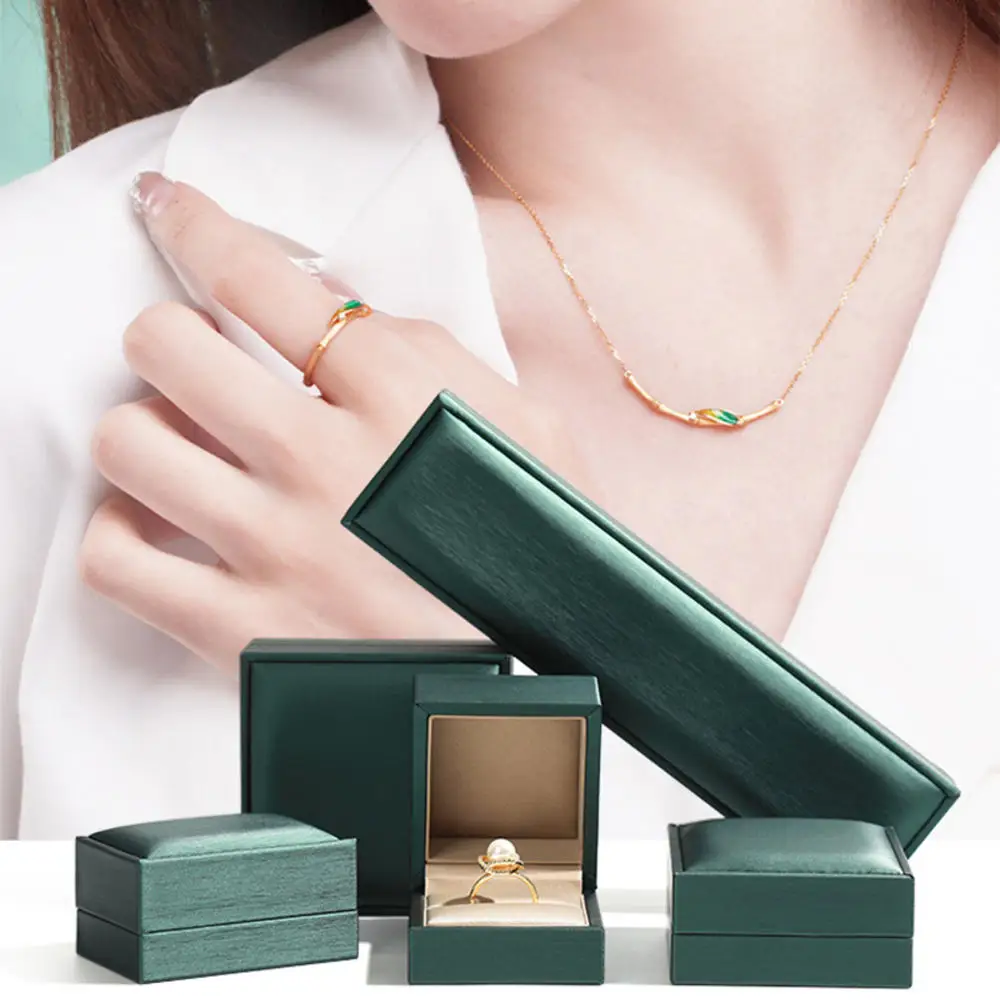 100pcs Dark Green Leather Jewelry Box