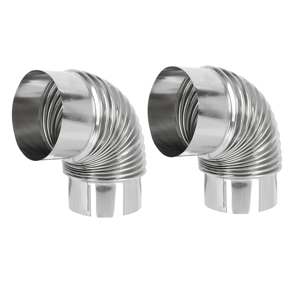 

2 pcs Stainless Steel 90 Degree Pipe Elbow Chimney Flue Exhaust Vent for Hot Tent Wood Burning Camp Stove Tent Stove