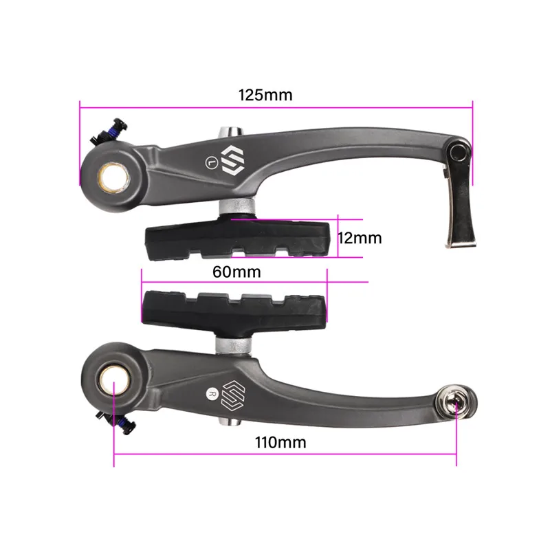 CNC grigio MTB Mountain Bike V pinze freno + leva maniglia anteriore posteriore tirare freni stradali Set pinza