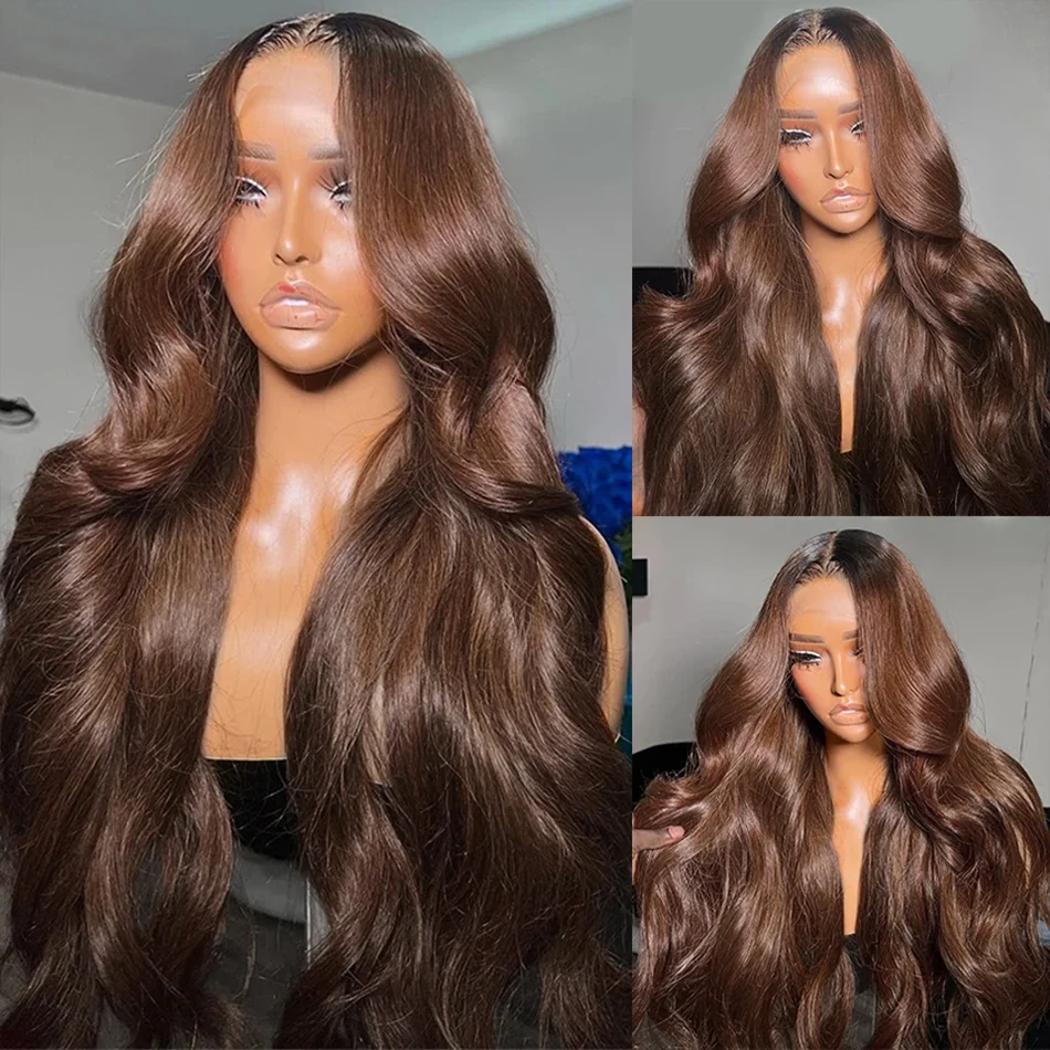 Brazilian Chocolate Brown 13x4 13x6 HD Lace Front Wig Human Hair 4x4 Body Wave Glueless Lace Closure Frontal Wigs Sale