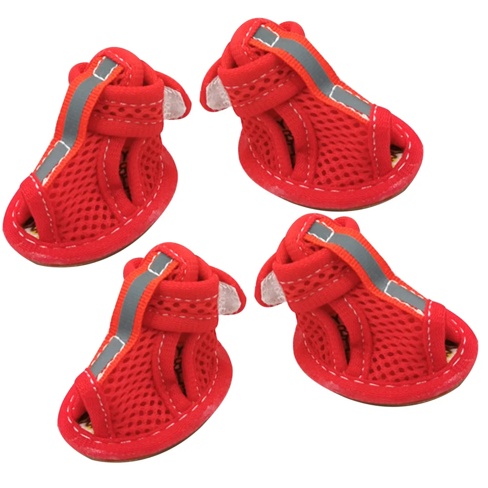

4 Pcs Dogs Pet Sandals Shoes Boots for Small Protection Beef Tendon Bottom Mesh Cloth