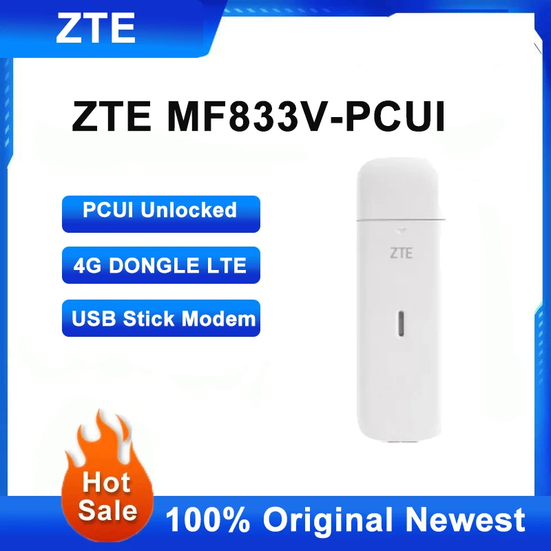 ZTE MF833V Router nirkabel 4G LTE USB Dongle, Modem adaptor WiFi nirkabel Broadband ponsel 150Mbps dengan saku Hotspot