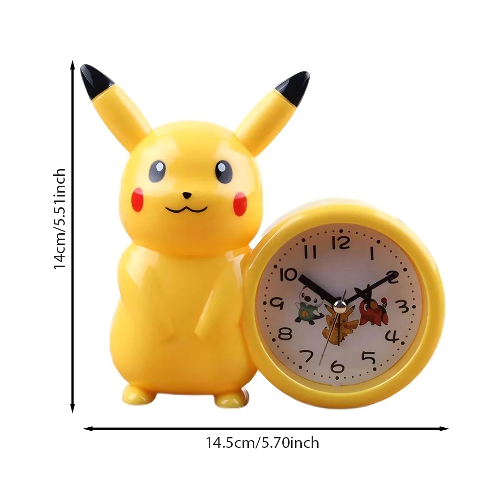 Anime Pokemon Pikachu Figures Clock Catoon Kawaii Model Action Decoration Toy Children Alarm Pointer Watch Student Kids Gift