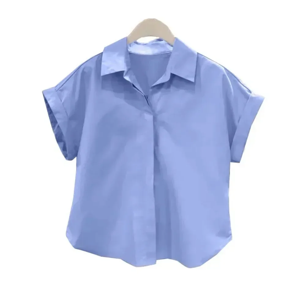 Koreaans Wit Shirt Chic Casual Design Gevoel Niche Blauw Shirt Vrouwen Top Franse Sle Wit Poloshirt Zomer Meisje Zoete Kleding