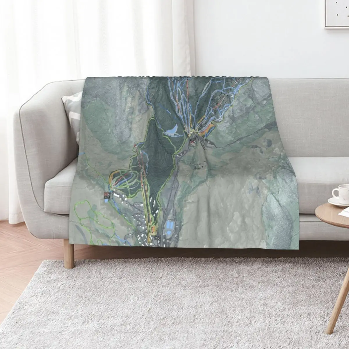 Smugglers' Notch Resort Trail Map Throw Blanket warm winter sofa bed Comforter Camping Plaid Sofa Throw Blankets