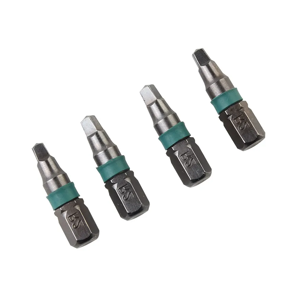 4Pc 1/4''Hex Screwdriver Bits SQ1 SQ2 25mm 1/4