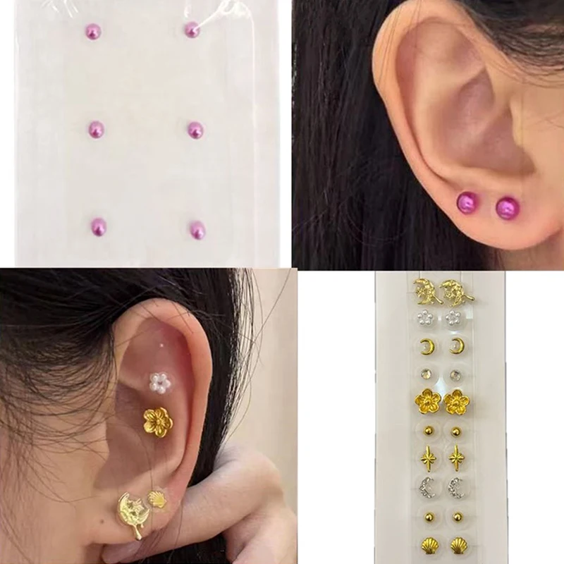 Pearl Flower Moon Ear Stickers Acupuncture Auricular Therapy Massage Needle Patch Ear Care Seeds for Auriculotherapy