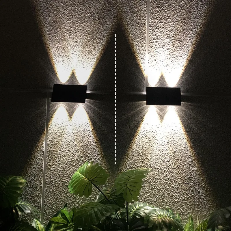 Outdoor LED Solar Wall Light, Light Up and Down, 2Packs,IP54 Waterproof, Light Control Induction, Indoors, Staircase