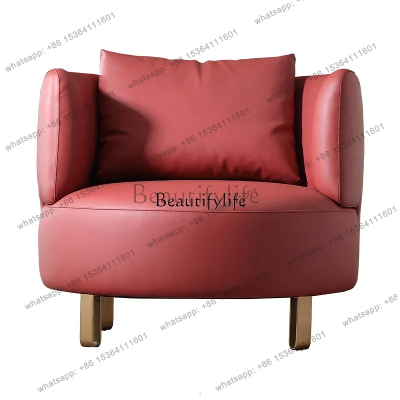 

pg45Italian minimalist living room leather single sofa chair, modern minimalist leisure chair