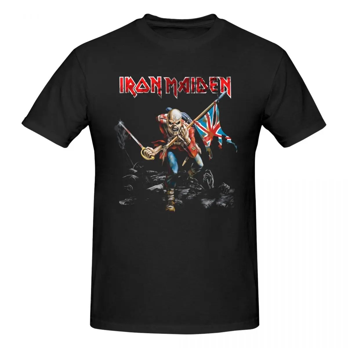 Men Ironmaiden Heavy Metal Band T Shirt Vintage Big Size O-neck Cotton Custom Sleeve Tee Shirt