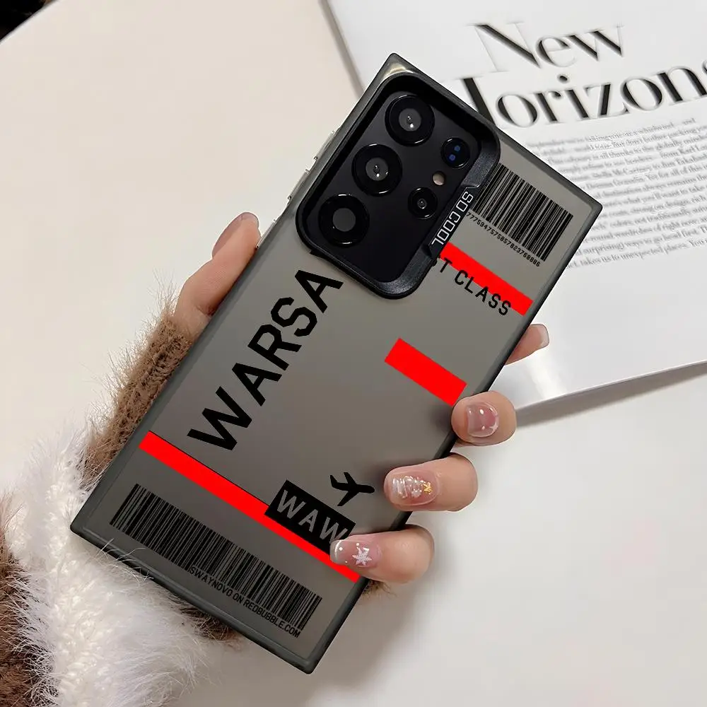 بولندا طائرة السفر تذكرة جراب هاتف لسامسونج غالاكسي S25 S24 S22 S23 الترا S21 S23 زائد 5G لامعة غطاء من البولي يوريثان للصدمات Funda