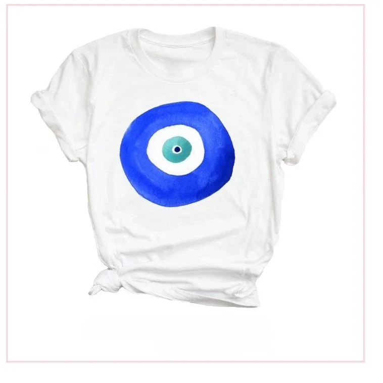 Camiseta Evil Eye Hamsa, regalo bohemio, Unisex, para mujer, hombre, Grecia, recuerdo, Santorini, griego, turco, buenas vibraciones, solo camisetas de algodón místicas