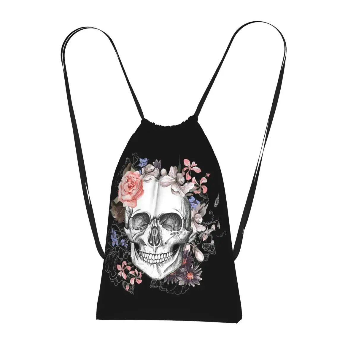 

Vintage Gothic Skull Roses Backpacks Portable Drawstring Bags Shoes Bag Book Bags for Man Woman Students