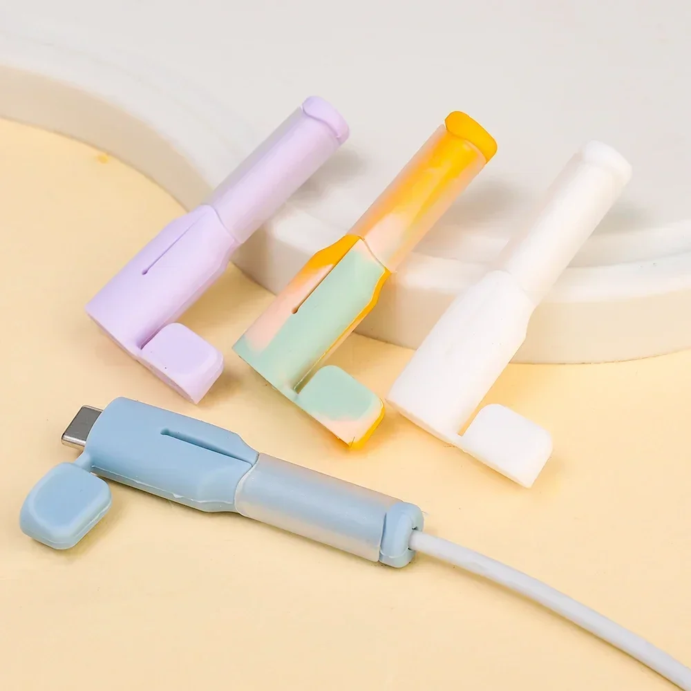 Soft Silicone Cable Protector Data Line Cord Protective Case Cable Winder Cover For Type C Charging Cable Sleeve With Dust Plug