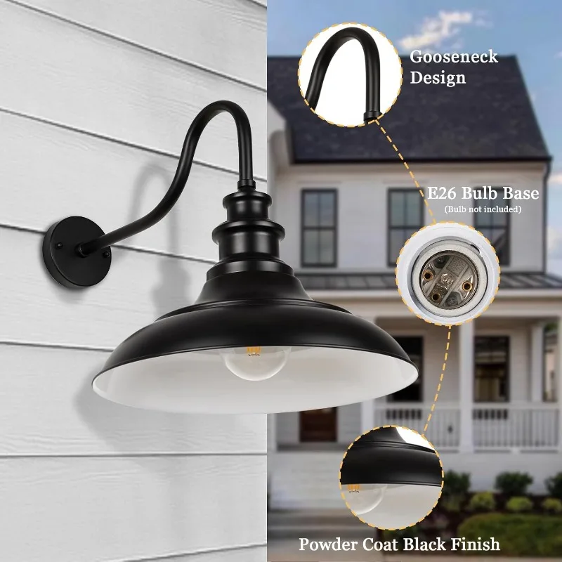 16 Inch Vintage Outdoor Garage Light Fixture, 4 Pieces Rustproof and Waterproof Outdoor Lights