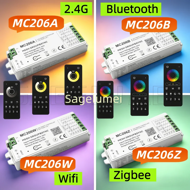 

2.4G/WIFI/Bluetooth/Zigbee 5 in 1 Tuya Dimmer 5V Cct Rgb Led Light Strip Controller 12V 24V RGBCW Five in One Intelligent Dimmer