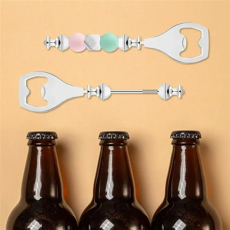 ABSS-10 Pcs Beadable Wine Stoppers Beer Opener Set, 5Pcs Decorative Wine Stoppers & 5Pcs Alloy Reusable Bottle Opener