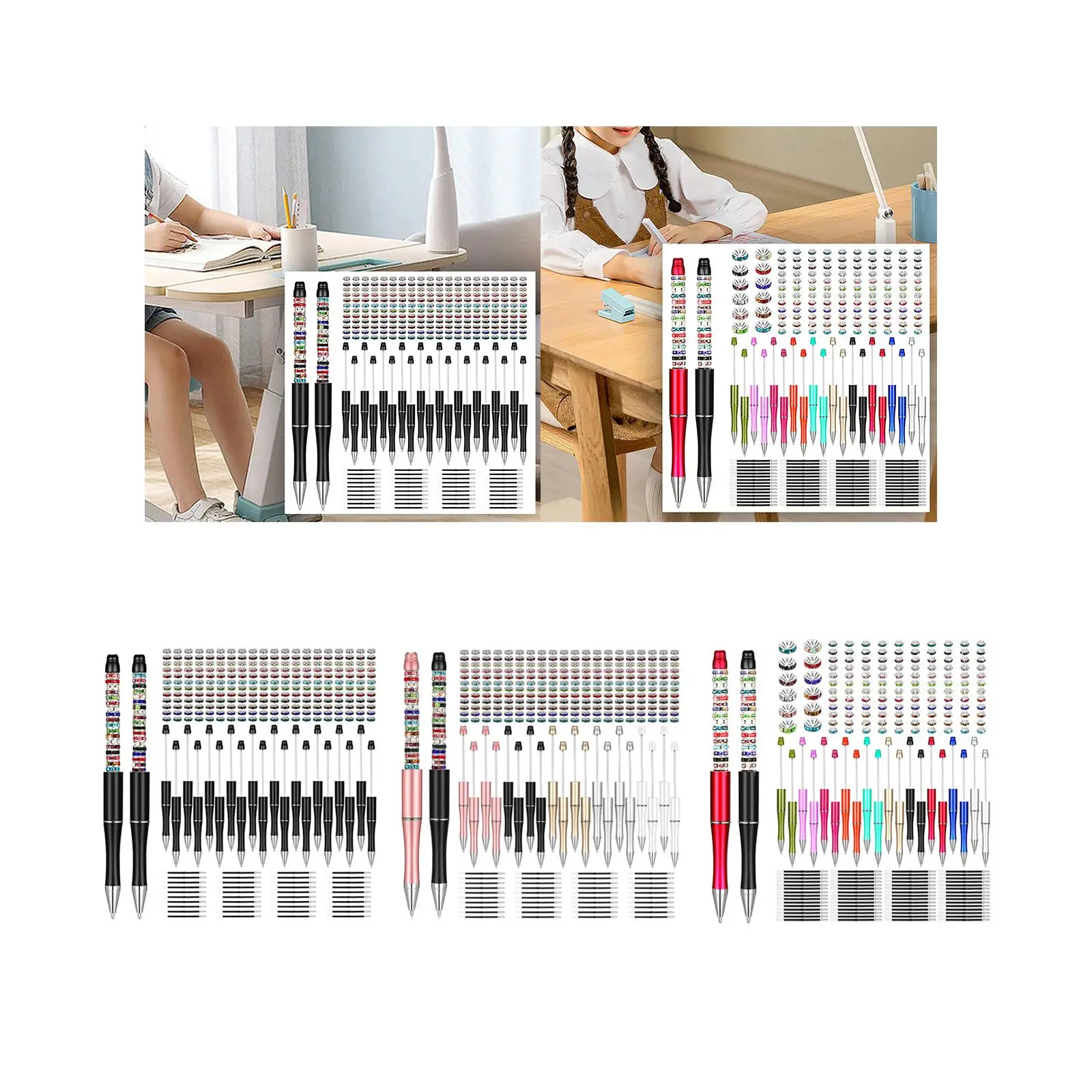 أقلام خرز 1.0 مم، أقلام كروية، 300 عبوة من أقلام قابلة للخرز، مجموعة أدوات يدوية لـ #4