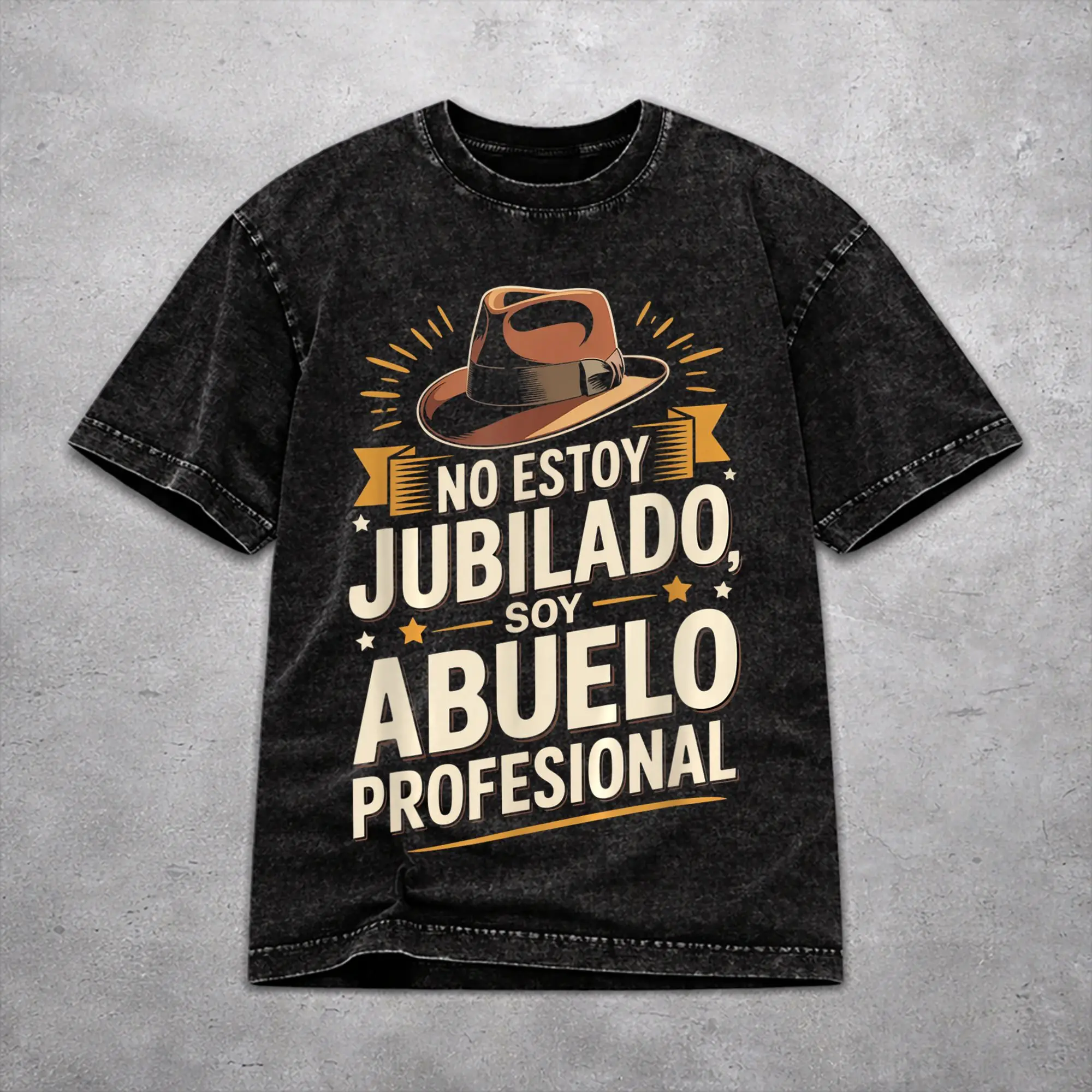 Retro Men Women No Estoy Jubilado Soy Abuelo Profesional  Tee Shirt Washed Style  T Shirts Tops