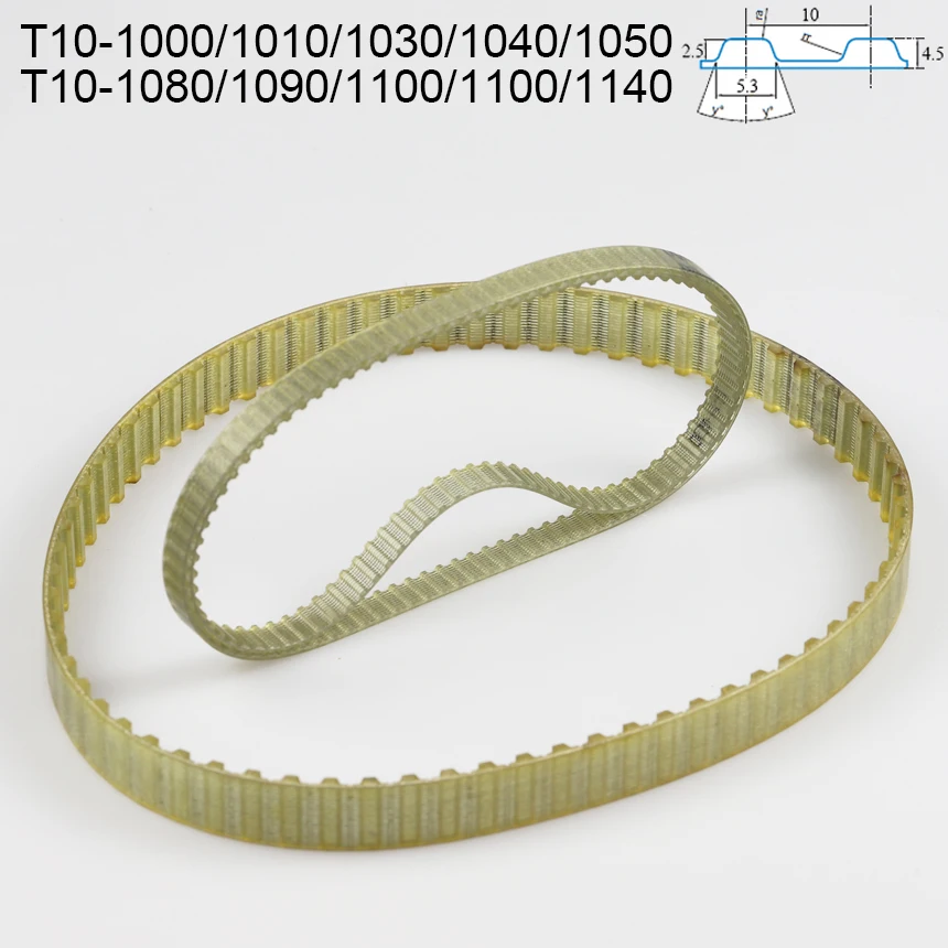 T10-1000/1010/1030/1040/1050/1080/1090/1100/1100/1140 10mm Pitch T10 PU Steel Wire Trapezoidal Cogged Synchronous Timing Belt