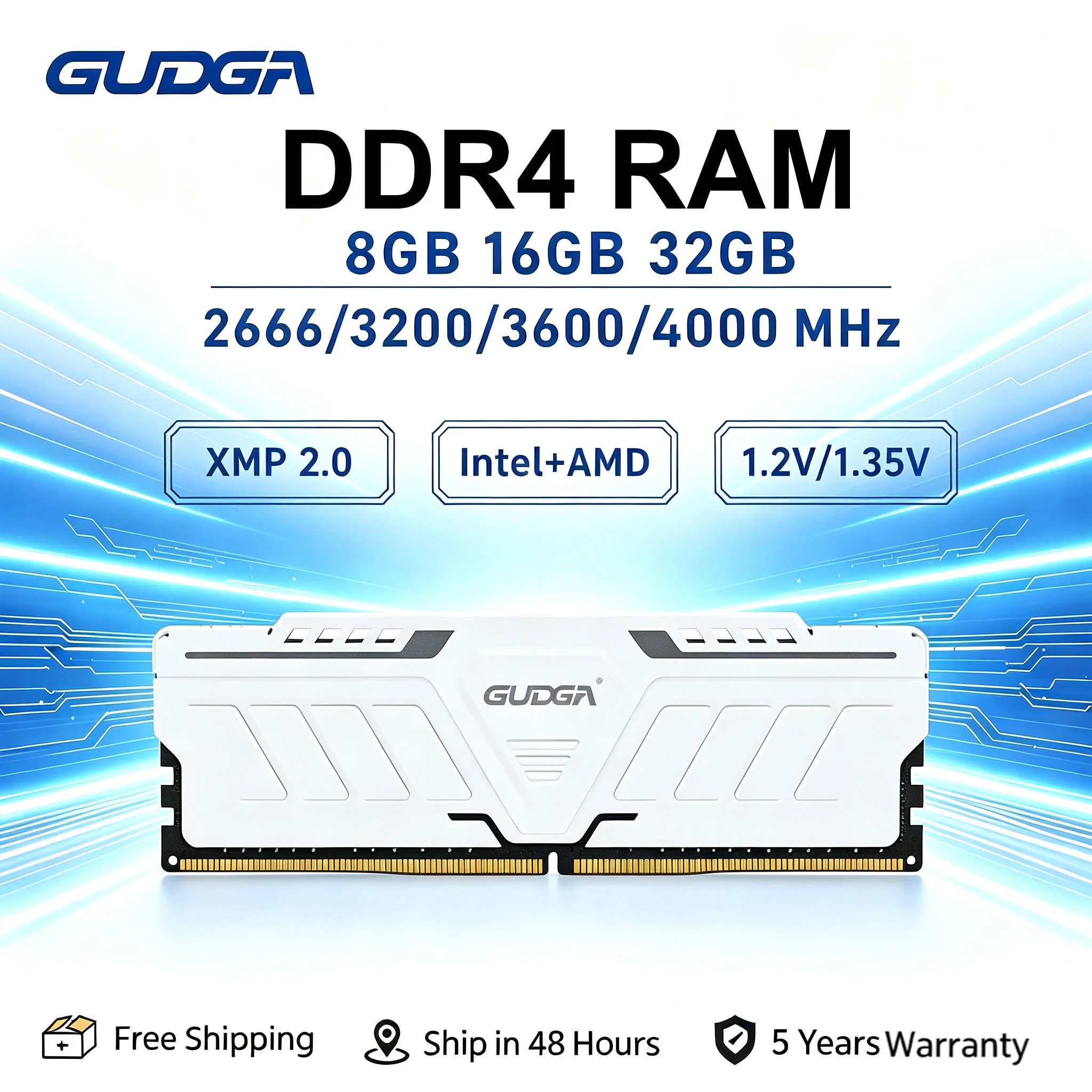GUDGA DDR4 RAM 16GB 8GB 32GB 2666MHz 3200MHz 3600MHz XMP2.0 メモリ 288ピン DIMM デスクトップメモリ 新品 メモリーバンク ヒートシンク付き