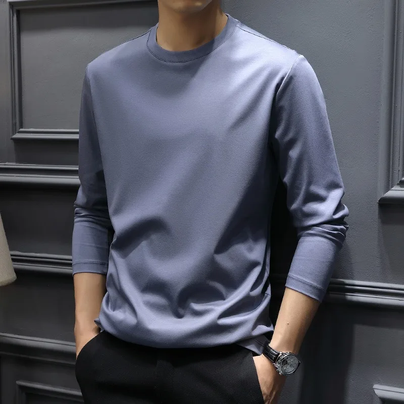 Light Luxurious Mulberry Silk T-shirts Elastic High End Long Sleeve Quality T Shirts Antistatic