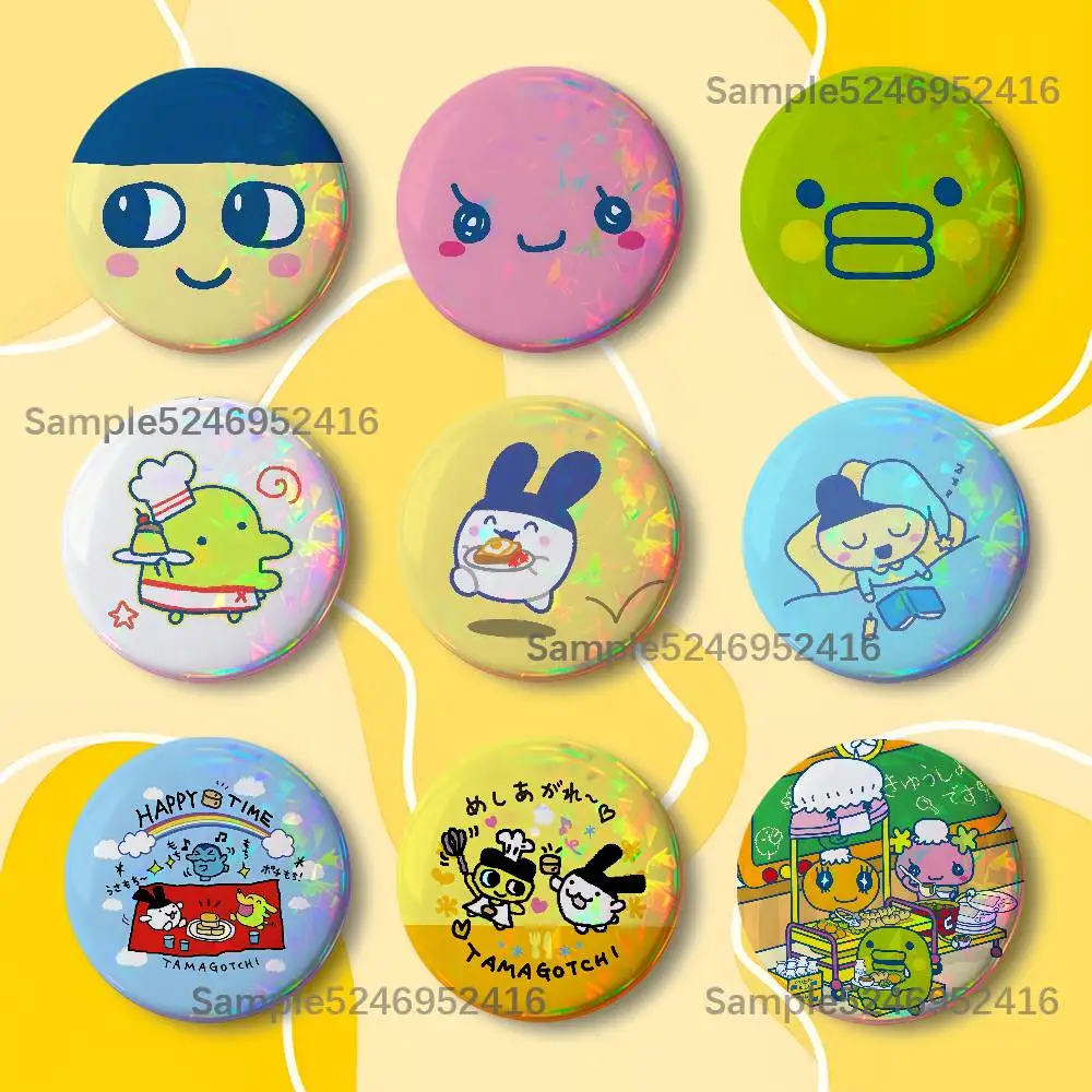 T-Tamagotchi Kuchipatchi Round Button Pins Badge Creative Brooches Backpack Clothes Decoration Fashion Cartoon Jewelry Gifts