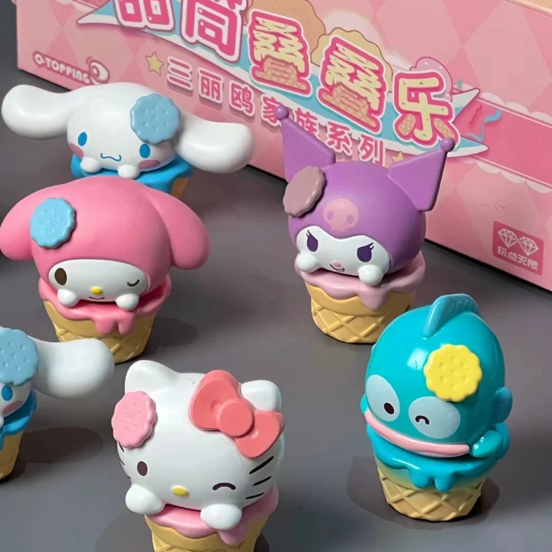 Sanrio ตัวละคร Ice-cream Cone Series กล่องตาบอดของเล่นอะนิเมะ Hello Kitty Mymelody Kuromi Cinnamoroll ตุ๊กตาของขวัญของเล่น