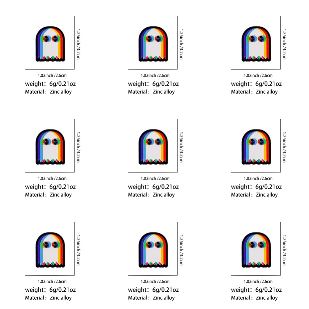 9-teiliges Set Regenbogenfarbener Geometrischer Geister-Emaille-Pins Bunte Metallbroschen Abzeichen Kleidung Rucksack Deko Accessoires Geschenk – Detail 1