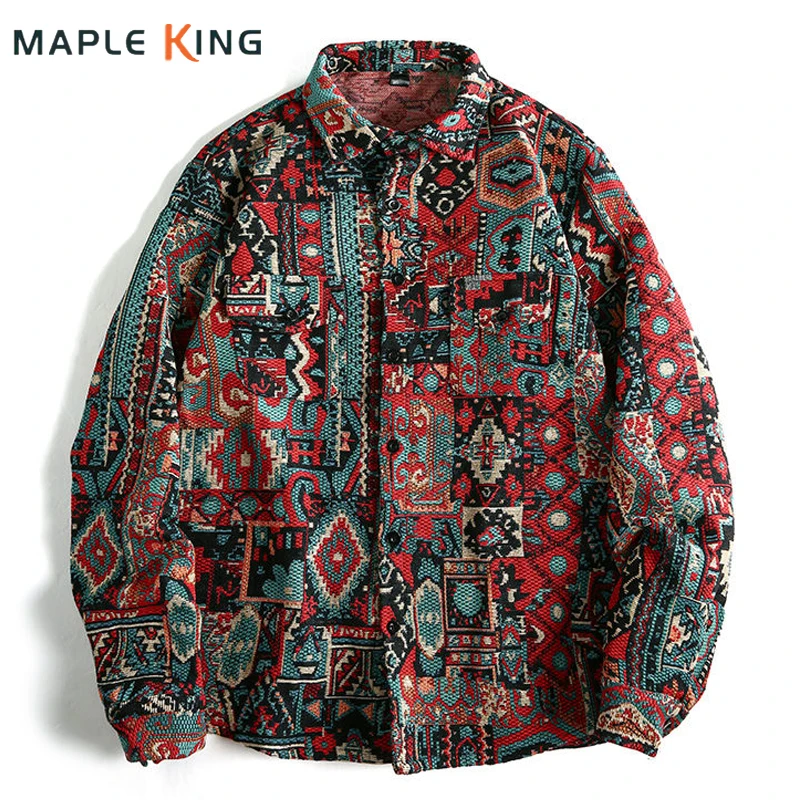 เสื้อเชิ้ตลายแจ็คการ์ดสไตล์แอฟริกันสำหรับผู้ชาย ปี 2025 เสื้อผ้าวินเทจสำหรับฤดูใบไม้ร่วง มีกระเป๋า เสื้อคาร์ดิแกนหนาแบบดีไซเนอร์ เสื้อผ้าสตรีทแวร์สำหรับผู้ชาย