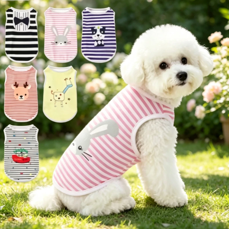 Gilet rafraîchissant rayé pour chien, chemises d'été sans manches douces et respirantes pour chiots, petits, moyens et grands chiens, bouledogues français