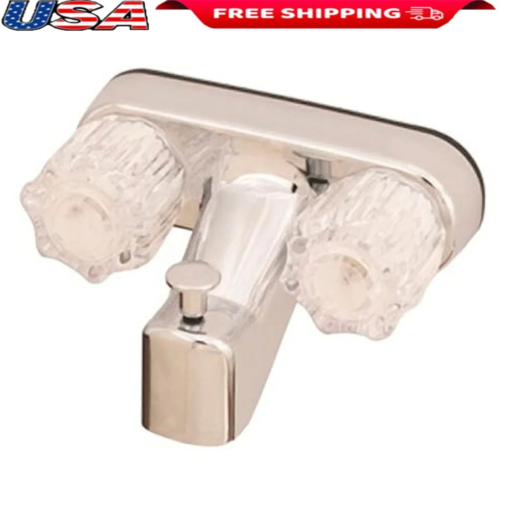 

Chrome 4 Inch Tub Faucet with Clear Knobs Diverter Non Metallic Vacuum Breaker Durable Bathroom Fixture