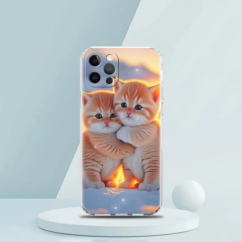 Kiss Cat Cute Kitten Phone Case for iPhone 15 14 13 12 Pro Max Transparent Soft for iPhone 11 Pro Max 7 8 Plus X XS XR SE Shell