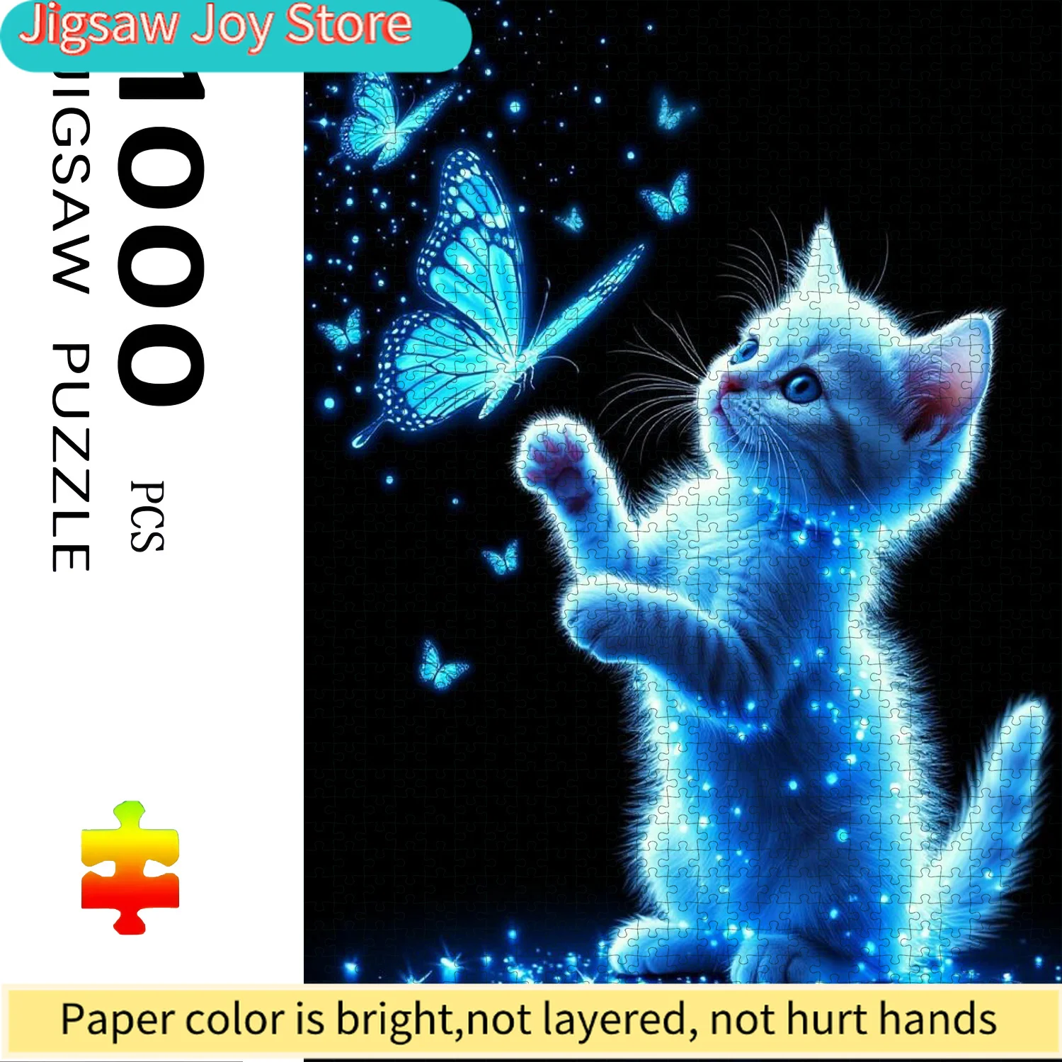 

Large Glowing Cat And Butterfly Puzzle - a Family Puzzle Game, Brain Teaser for And Teens, Home Decor Craft, Sturdy Cardboard