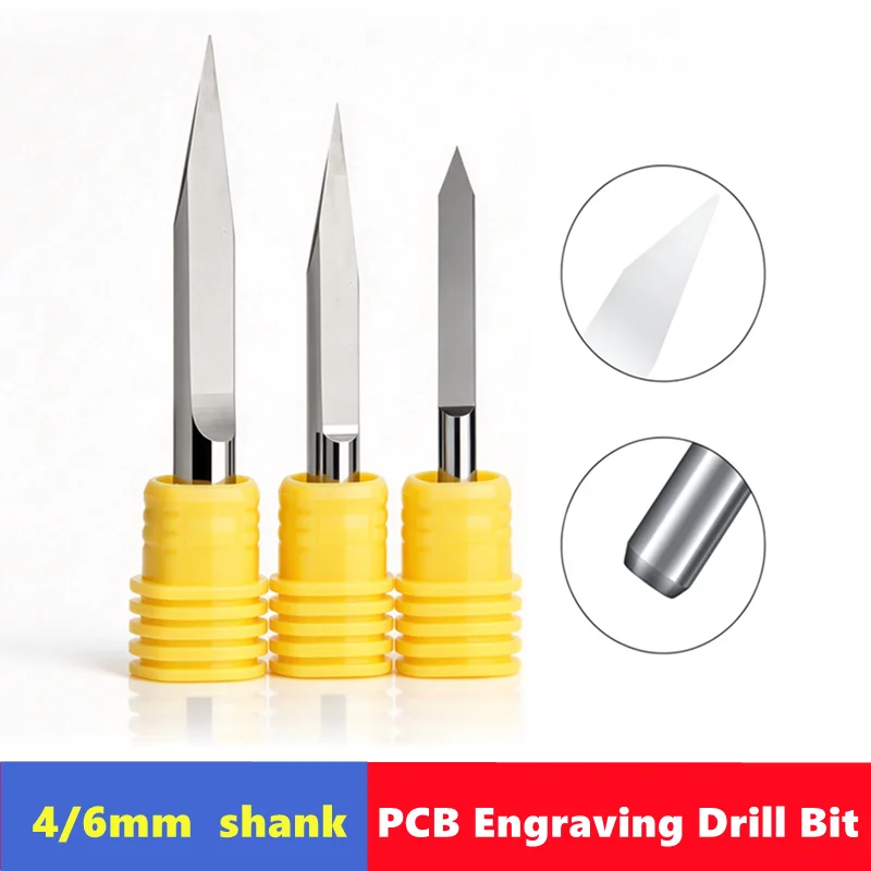 4mm/6mm Schaft 10 ° ~90 °   V-förmiger Fräser 0,1mm 0,2mm 0,3mm Legierungs-PCB-Gravurbohrer CNC-Gravierwerkzeug