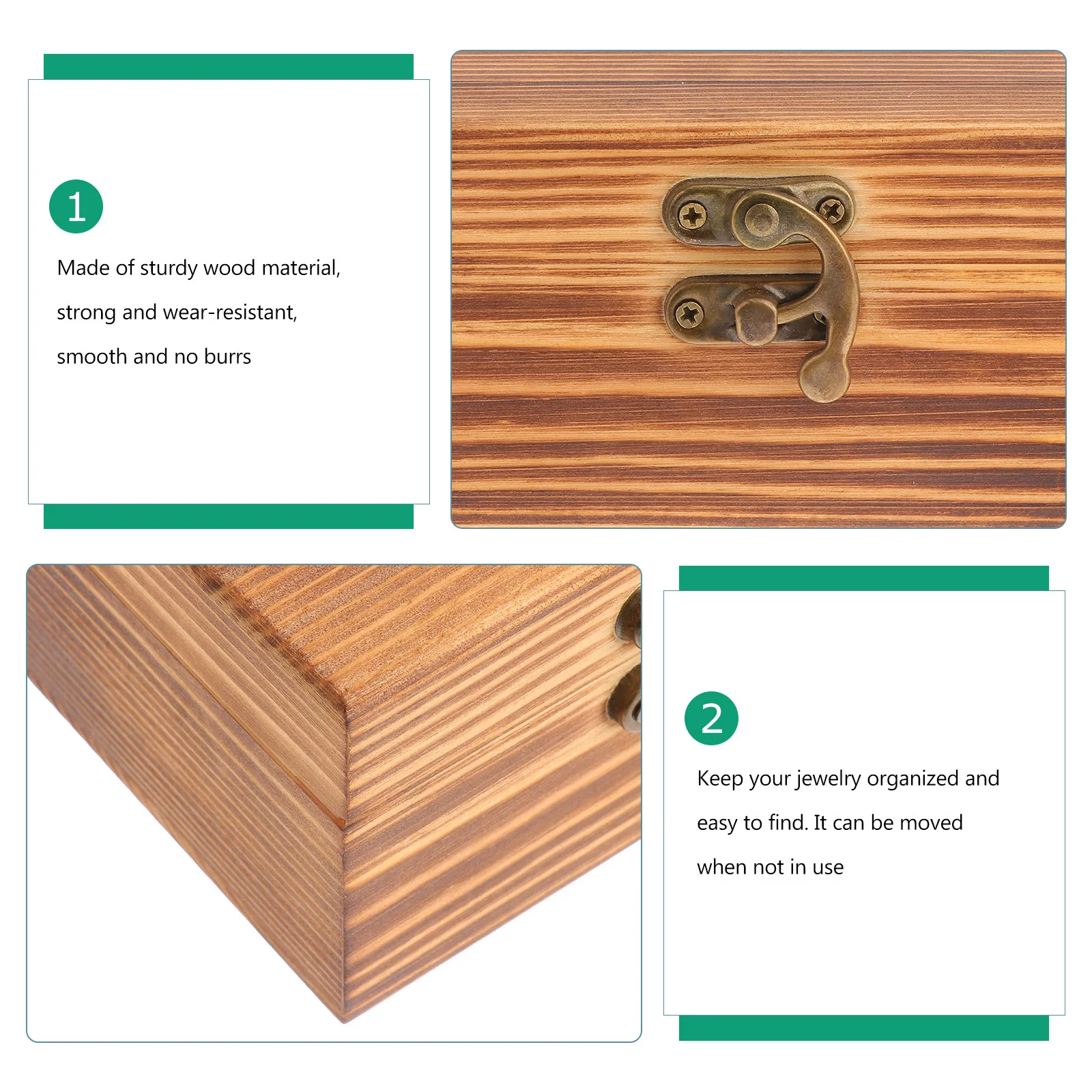 

Wooden Jewelry Box Small Solid Wood Storage Organizer For Rings Necklaces Watch Collection Gift Case With Hinged Lid