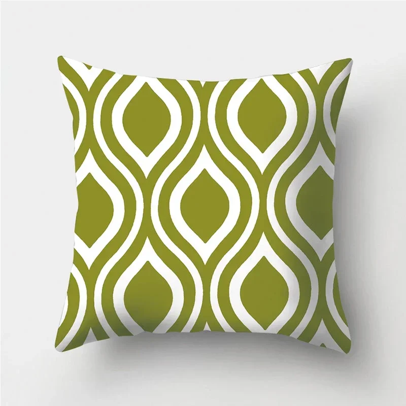 Geometric Army Green Printed Cushion Cover  Pillowcase Living Room Sofa Bedroom Decorative Pillowcase 45*45cm