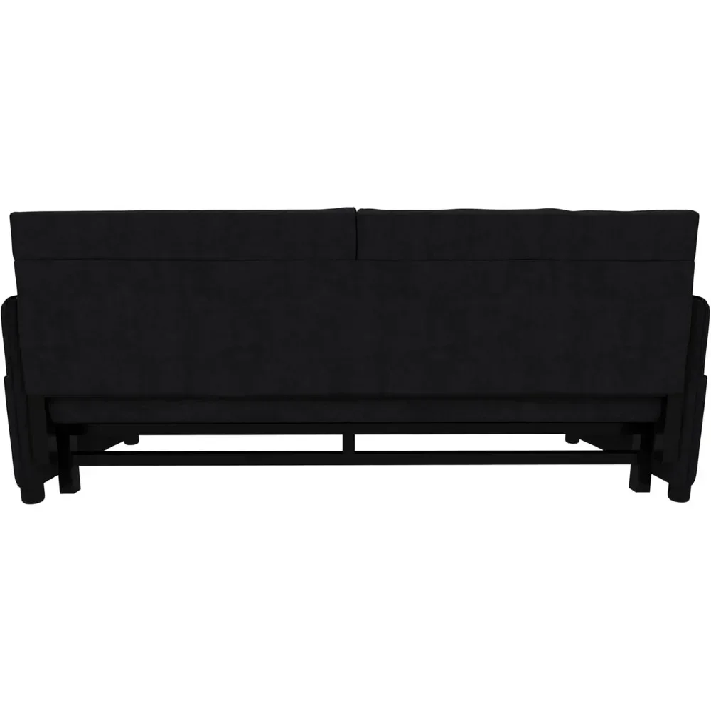 3 in 1 Convertible Queen Size Sofabed with Pull Out Sleeper Couch, Padded Armrests, Side Storage Pocket, Living Room Sofas