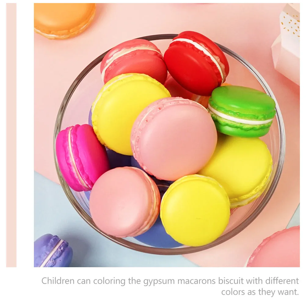 

Painted Plaster Cookies Set Gypsum Macarons Craft DIY Unfinished White Colorful Kit