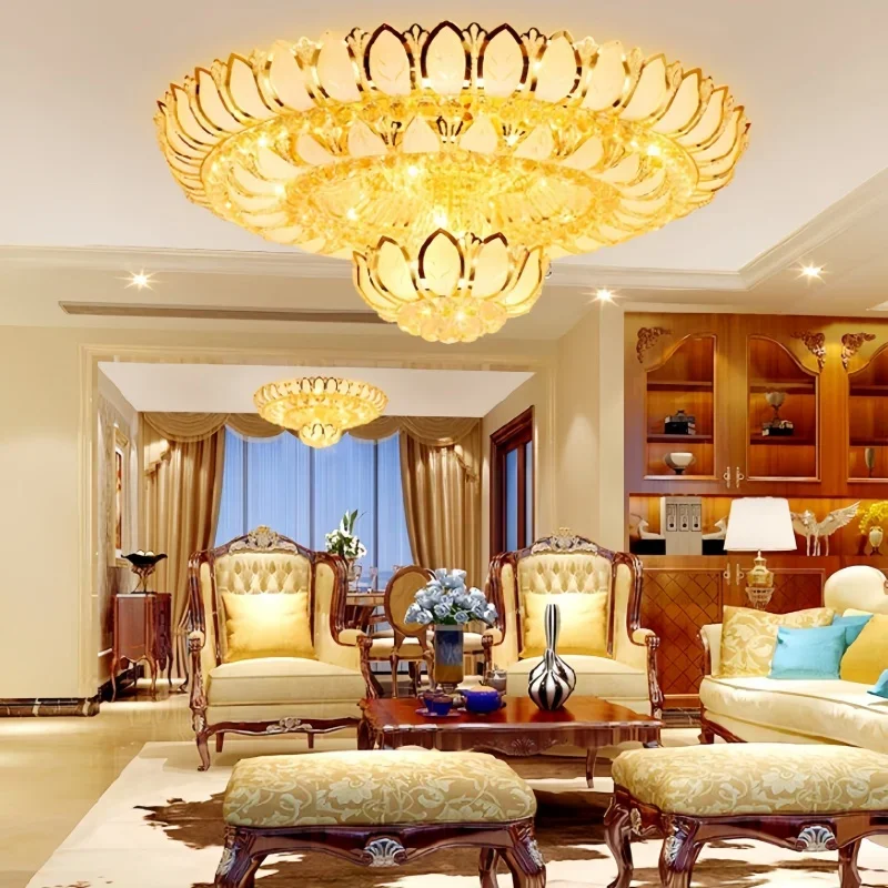 

Plafondlamp Plafonnier Led Moderne Ceiling Lamp Crystal Kristall Deckenleuchte Crystal Ceiling Lights Golden K9 Luxury Lamps