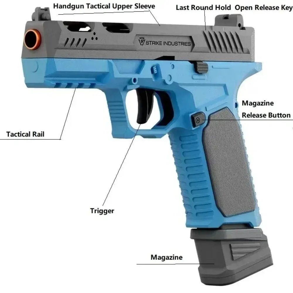 SIG17 Shell Ejecting Soft Bullet Gun, Mechanical Toy Empty Hanging Pistol Outdoor Shooting Game Educational Model Toy for Adult